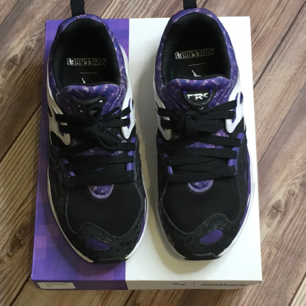 Puma TRC Blaze Minecraft Jr Sneakers in Puma White, Royal Purple and Black